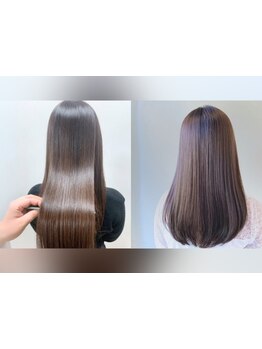 拘りぬいた薬剤と髪本来の美しさを引き出す柔らかなストレートが人気の秘密♪思わず触れたくなる質感へ☆