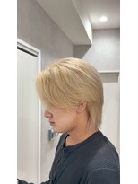 メレ 仙台(Mele)&nbsp;メンズセンターパート/ホワイトブロンド/ブリーチカラー