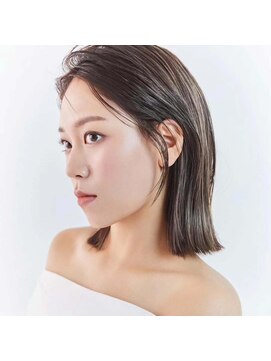 ジュノヘアージャパン 表参道(JUNO HAIR JAPAN) 韓国ヘア タッセルボブ ハイライト グレージュ 縮毛矯正 前髪