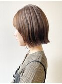 【松戸　松田】大人ボブ　切りっぱなし　ブラウンカラー