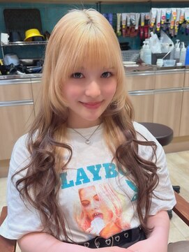 ステラバイケンジ(STELLA by KENJE) 韓国風レイヤーカット艶カラーローズブラウン前髪カット