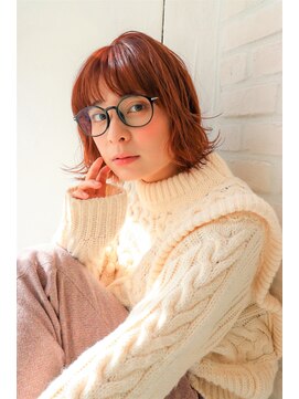 オルゴ(orgo) オレンジピンクのボブスタイル