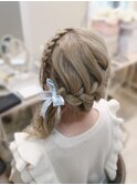 編み込みサイドアップ☆