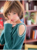 ニュアンスカラーくせ毛風小顔前下がりボブc5大宮20代30代40代