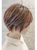 20代30代40代抜け感ショートレイヤーミルクティベージュ