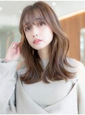 大人かわいい前髪セシルカットココアブラウンフリンジウェーブ