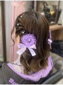 お花ねじりハーフツイン