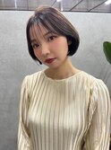 ミニウルフチェリーブラウンホワイトグレージュフェザーパーマ