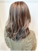 デザインカラーハイライトローライトバレイヤージュ白髪ぼかし