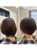 自然にまとまる、ふんわり丸みショートボブ!/加藤