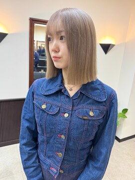 シクネ 新潟駅 万代(SHICUNE) 【新潟/万代】ハイトーン　ミルクティーベージュ　ボブ