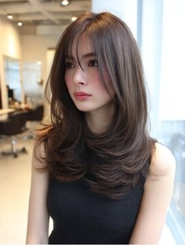 ダル 渋谷/表参道(DAL.) ハッシュカットダークブラウンバタフライカットカーテンバング