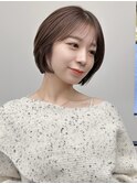 レイヤーボブ ブラウンベージュ カラー 韓国 髪質改善 仙台