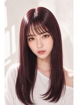 ウィーニード 栄(WENEED)&nbsp;艶ストレート×ボルドーブラウン韓国美髪ロング