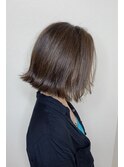 グレージュ_マロンベージュ Aラインボブ かきあげ