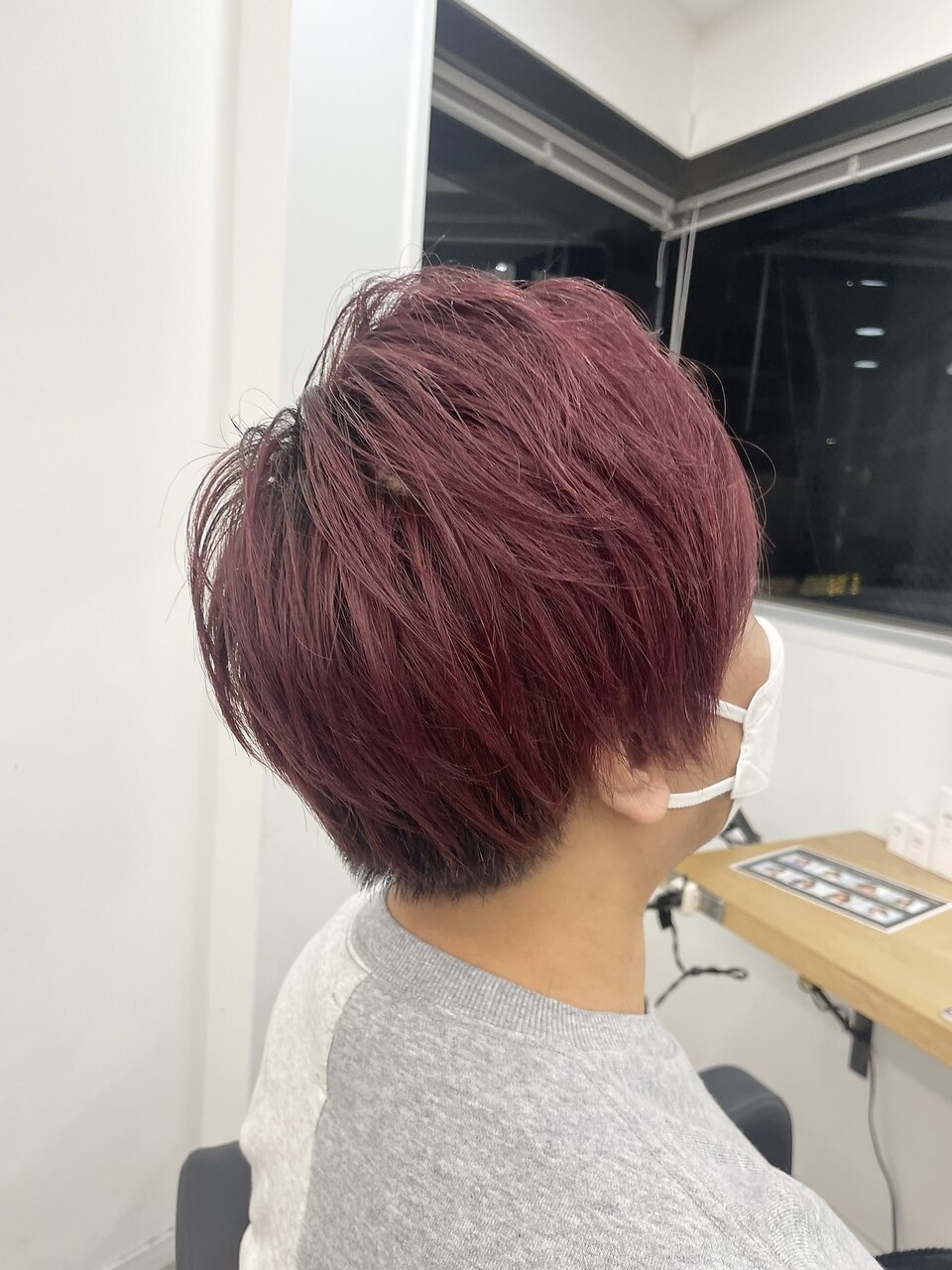 メンズピンクバイオレットダークレッドアシンメトリー：L174914688