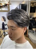 ハイライト マッシュパーマ ウルフ アッシュブラック