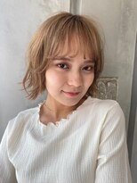 プール(POOL) 【本山貴志】ハイトーンベージュダブルカラー前髪外はねボブ