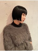 黒髪ボブぱっつん前髪ボブミニボブ切りっぱなしボブ