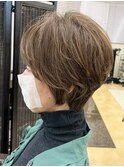 40代50代大人丸みショートカットハイライト髪質改善根元パーマ