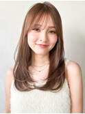 斜めバング艶感美髪くせ毛風カールモテ髪前髪似合わせカット