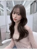 透明感グレージュカラー/韓国くびれヘア/ロングレイヤー/表参道