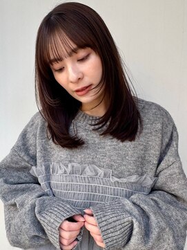 顔周りカット/フェイスレイヤー/艶ブラウン