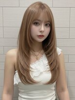 ミツバ(3tuba)&nbsp;顔周りレイヤー ロングレイヤー 20代 ベージュ 韓国ヘア