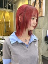 ヒビヲ 天神警固(HIBIO)&nbsp;ショートボブ切りっぱなしボブタッセルボブブリーチダブルカラー