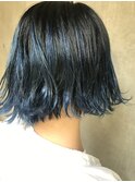 bibito 切りっぱなしボブ パーマ ブルーハイライト