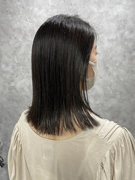 コーパル(copal) 切りっぱなしロブ 艶のある暗髪  オリーブベージュ