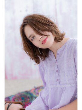 ミック ヘアアンドメイク アップ 駒込店(miq Hair&Make up) 伸ばしかけ外ハネミディアム◎モーブカラーくびれカールa1