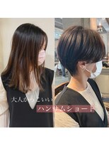 髪質改善と縮毛矯正の専門店 サンティエ(scintiller)&nbsp;大人綺麗な小顔襟足スッキリショートボブ　30代40代50代