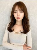 韓国風前髪/シルキーベージュ/グレージュカラー/斜めバング