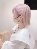 ホワイトピンク×切りっぱなしBob