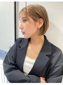 海外ヘア ハイトーン耳掛けボブ プラチナブロンド t519