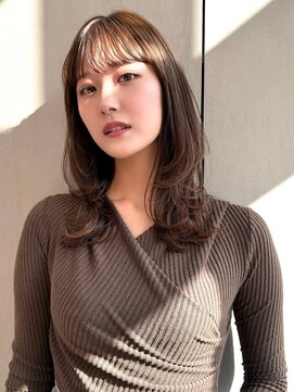 ロンドイディールバンダイ 新潟万代(Lond ideal) 前髪イメチェンアンブレラカラーウェーブパーマ風こなれミディ