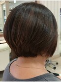 ミセス 大人可愛いショートボブスタイル ブラウンカラー 艶感◎