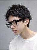 フェザーショート短髪パーマスパイキーショート