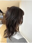 大人可愛い艶髪夏色カラーくすみベージュくびれウルフレイヤー