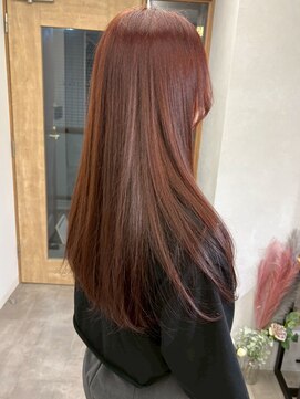 ミュラ(mulah) レッドブラウンこっくりカラー＊艶髪ストレートロングヘア