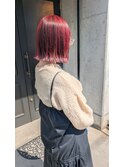 切りっぱなしボブ×アンブレラカラー赤黒