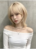 アンブレラカラー外ハネボブウルフボブグラデーションカラー50代
