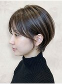 40代50代◎白髪ぼかしハイライト美髪ショートボブグレージュ