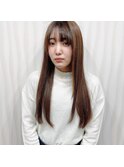 ロングレイヤー×ローライト×オリーブベージュ