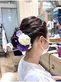 前撮り×成人式×ヘアセット×ロープ編み×花飾り×似合わせ