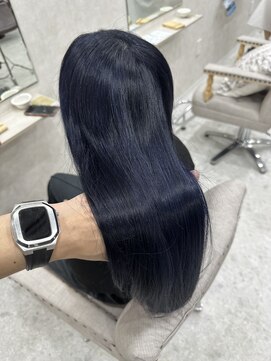 ロエン 西岡崎店(ROEN) ブリーチありネイビーブルー/デザインカラー/ネイビーラベンダー