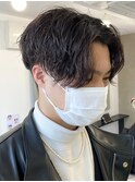 センターパート波巻きパーマスパイラルパーマツイストスパイラル