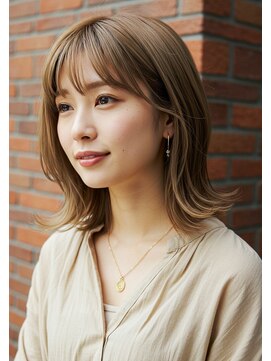 フルショウ 小牧(FURUSHO) 艶髪外ハネボブレイヤーボブくすみベージュマロンベージュ