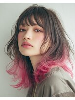 トワ 仙台店(toi)&nbsp;【韓国・レイヤー】エンドカラーワインレッド・セミロング